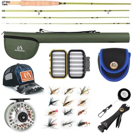 Maxcatch Ultra-Lite Fly Rod for Stream River Panfish/Trout Fishing 1/2/3 Weight and Combo Set Available (Ultra-lite Rod Combo, 7'0'' 3wt 4pcs)