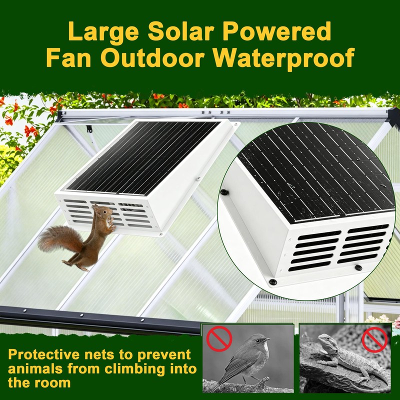 25W Solar Exhaust Fan for Chicken Coop with Power Adapter