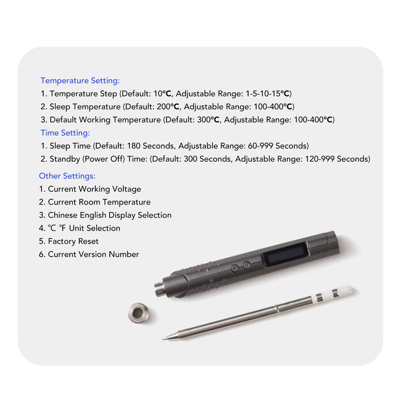 SH73 Smart Soldering Iron 100‑400 Degree Celsius Temp Adjustment Portable