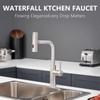 AIMADI Waterfall Kitchen Faucet with Pull Down Sprayer, Modern Single