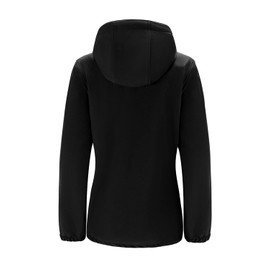 FARVALUE Womens Lightweight Softshell Jacket Hooded Waterproof Windproof Coat Fleece Lined Insulated Winbreaker Hiking Black Medium