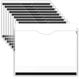 Fullhawl 10 Pcs Magnetic File Holder 9 x 11-5/8 Inch PVC Clear Magnetic Paper Pouch Folder Mail Letters Sign Picture Organizer for Whiteboard Refrigerator Cabinets Office Home Teacher Supplies