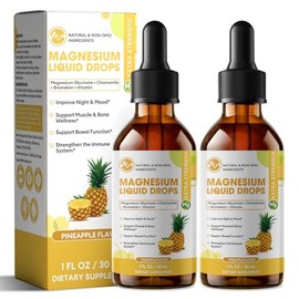 M inch Magnesium Glycinate Liquid, High Absorption Magnesium Liquid Drops with Chamomile, Hawthorn, Ginger Extract & Vitamin B6, B9, B12, C, D3, Magne