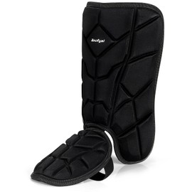 Beutyal Baseball Leg Guard, Batter's Leg Guard Softball Baseball Shin Guard for Adult Black Catcher Leg Guards with Adjustable Strap