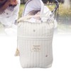 Cute Quilting Embroidered Pattern Diapers Bag Cotton Baby Stroller Zipper