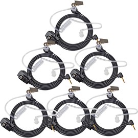 Two Way Radio Earpiece with Mic for Motorola Talkabout Radio, Walkie Talkie Ear Piece Headset with Clear Acoustic Coil Tube for Talkabout T800 T600 T460 T465 T200 T400 T500 T260, Pack of 6