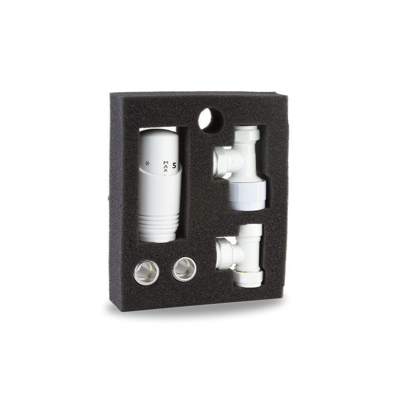 White Thermostatic Radiator Valve Angled Corner or Straight White Radiator