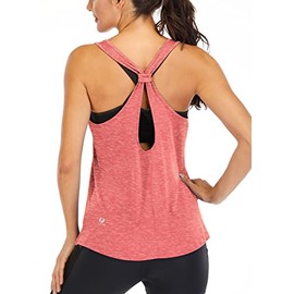 Fihapyli ICTIVE Workout Tank Tops for Women Yoga Tops for Women Loose fit Backless Muscle Tank Racerback Tank Tops Summer Gym Tops for Women Running Tank Tops Workout Tops for Women Coral XL