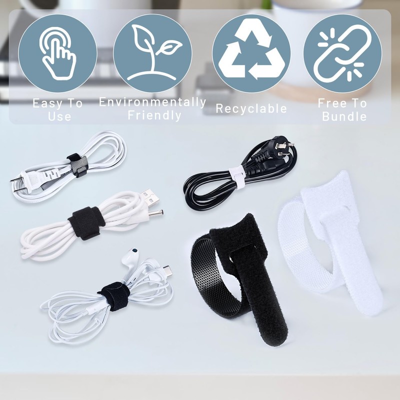 LimCryspp 6-Inch 30Pcs Reusable Cable Ties, Premium Quality Cable Management