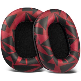 SOULWIT Earpads Replacement for Audio Technica ATH M50X M50XBT M50RD M40X M30X M20X MSR7 SX1 Monitor Headphones, Ear Pads Cushions with Softer Protein Leather, High-Density Foam - Red Storm