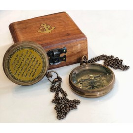 Brass Compass Gift with Display Box - Engraved Scripture Prayer Compass Religious Gift for Men & Women - Baptism, Confirmation, Communion Compass for Boys Graduation Gift