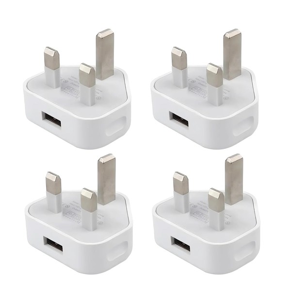 USB Plug Charger UK 4 Pack, USB Wall Plug Adaptor