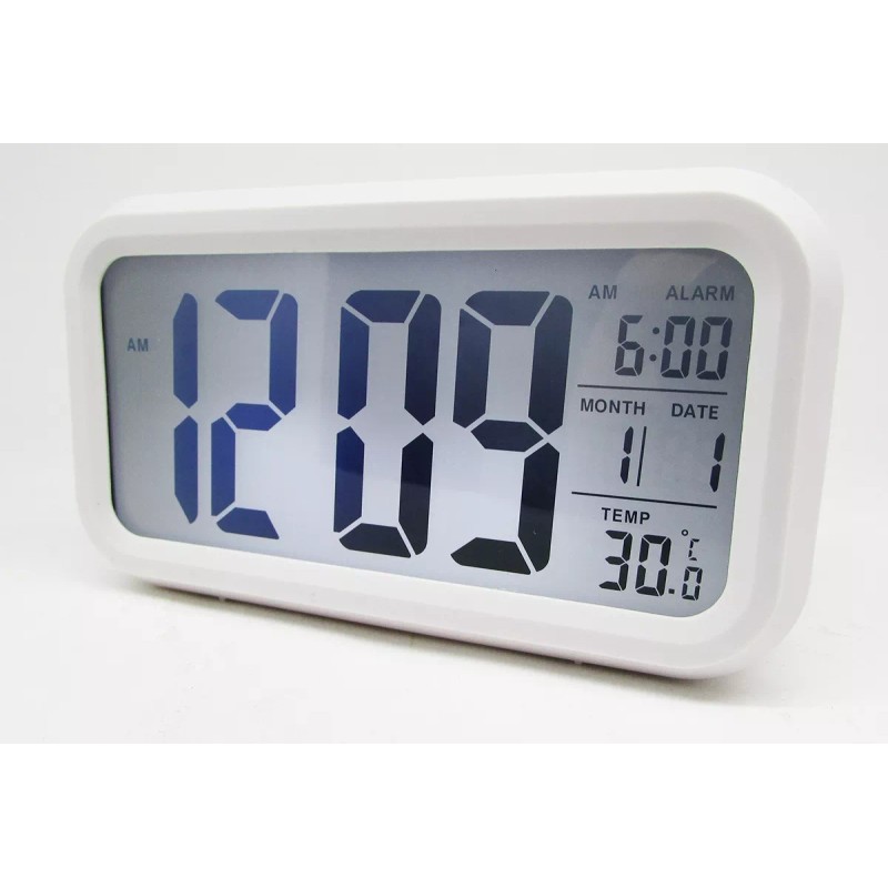 Gadiz Reloj Digital Alarma Numeros Grandes Fechador Luz Led Blanco