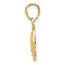 Auriga Fine Jewelry 14K Yellow Gold Polished and Textured Sand Dollar Pendant (L- 0.70 Inch, W- 0.43 Inch)