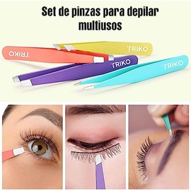 Triko Pinzas profesionales para depilar, cuidado y belleza personal | Juego de pinzas de depilación de acero inoxidable de diferentes puntas para cuid