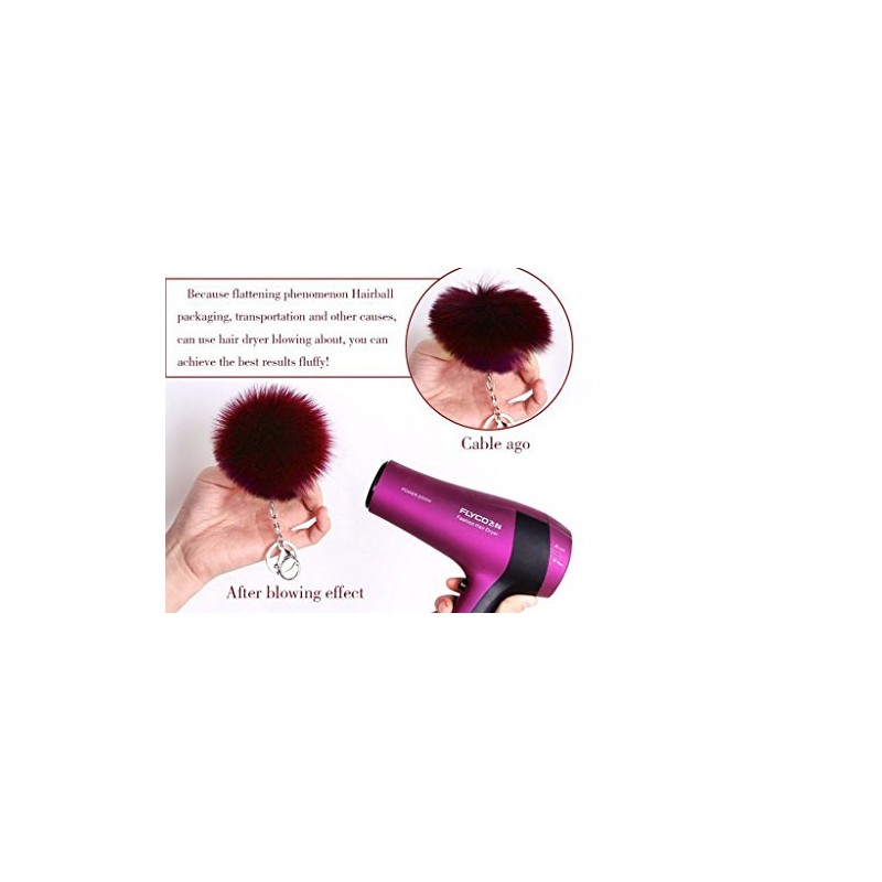 Double Smile Fluffy Bag Charm Cute Pom Keychain Pendant Fake