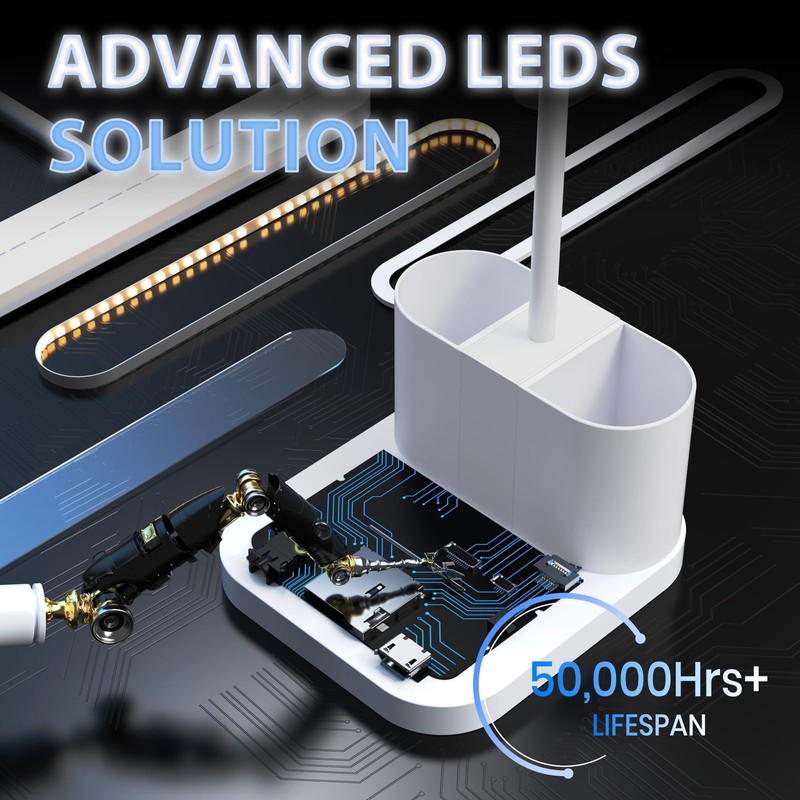 AXX White Desk Lamp for College Dorm Room, Cute, LED,