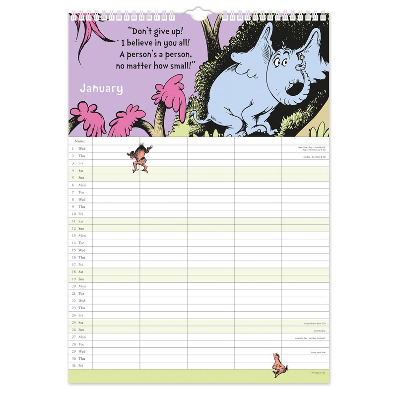 2025 Dr Seuss Square Family Calendar