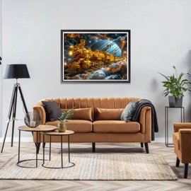 LOMSIOY DIY Diamond Painting Set Train 5D Diamond Painting Pictures with Accessories for Full Drill Rhinestone Embroidery Planet Diamond Painting Crystal Adult Home Wall Decor 30 x 40 cm 19318