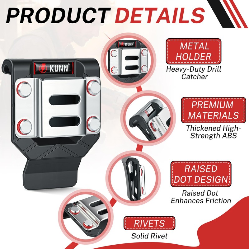 KUNN 2-Pack Drill Holder for Tool Belt, Value Set of