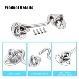 Door Hook and Eye Latch Stopper for Door Gate Window Closet Shed Screws(3Inch)
