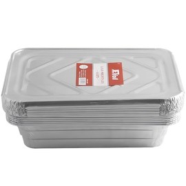 Bluesky Premium Oblong Aluminum Pans with Lids Combo-(Pack of 10) -Perfect for Meal Prep, 2.25 lb, Silver