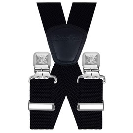 Decalen Mens Braces with Very Strong Metal Clips Wide 4 cm 1.5 inch Heavy Duty Suspenders One Size Fits All Men and Women Adjustable and Elastic X Form (Black)