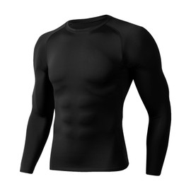 Compression Shirts for Men - Long Sleeve Black Workout Base Layer Athletic Gym Tops Quick Dry Running Undershirts