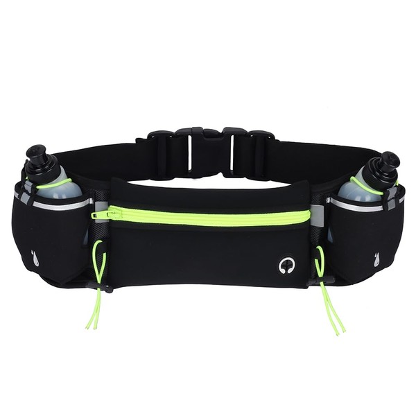 WYEWYE Green Nylon Webbing Running Belt with Water Bottle (2