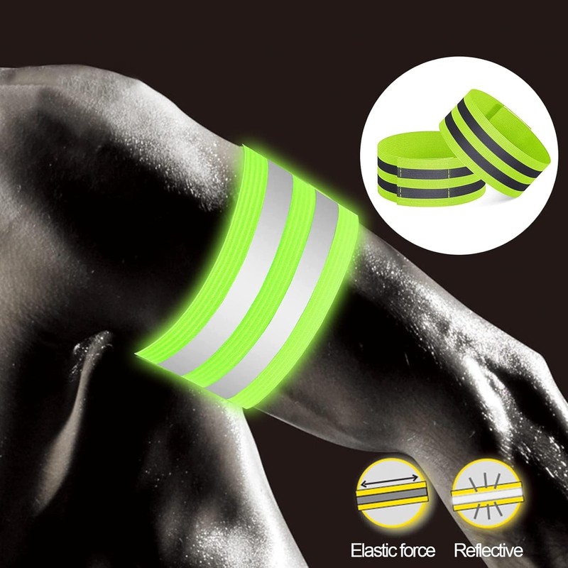 2 PCS High Visibility Armbands, Reflective Wristband, Elasticated Ankle Bands