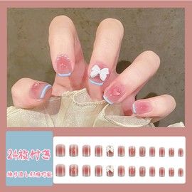 Gel Nail Curing Type, Gel Nail Seal Hardening Type, Nail Reinforcement Protection, Nail Tip, Hand, For Office Commutes, Simple, Gel Nail Seals, 24 Pieces, Water Droplets