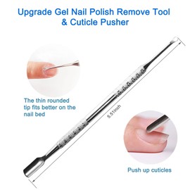 HIFAU Premium Stainless Steel Manicure Tools 2 Piece Set, Upgrade Gel Nail Polish Remove Tool & Cuticle Pusher, Cuticle Trimmer & Nail Lifter, Durable&Hygienic, For Women
