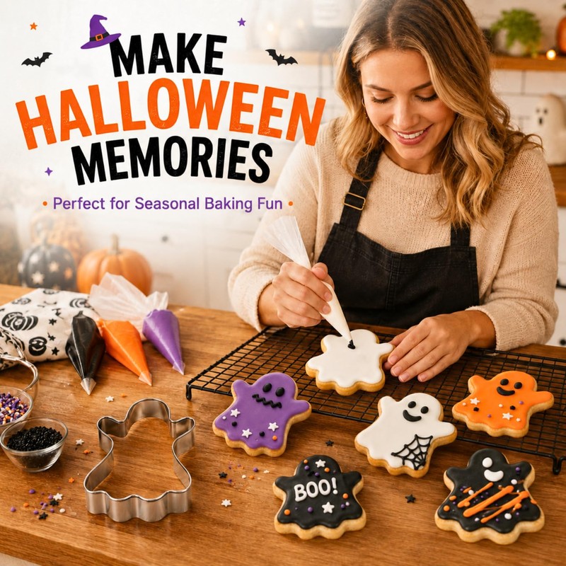 Ririess Halloween Ghost Cookie Cutter, 3.2 Inch Stainless Steel
