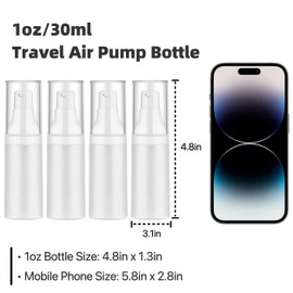 1oz/30ml Travel Pump Bottle,TSA Approved Travel Mini Containers,for Make up,Toiletries,Skin Care Products.Transparent Sealed Skin Care Products Airless Bottle 【1oz/30ml-(Pack of 4) & Filling Tool】