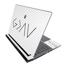 MightySkins Carbon Fiber Skin for Alienware M17 R3 (2020) & M17 R4 (2021) - God is Greater | Durable Textured Carbon Fiber Finish | Easy to Apply | Made in The USA