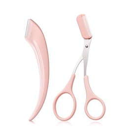 MSQ Eyebrow Scissors Set 1 Piece Eyebrow Scissors Trimmer + 1 Piece Eyebrow Scissors with Comb Professional Precision Tool for Women and Men