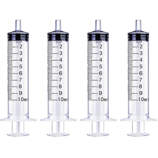 Cygnus 4 Pack - 10ml Syringes Without Needle for Measuring,