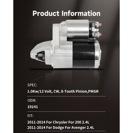 OCPTY starter motor 19141 2011-2014 for Chrysler for 200 2.4L,2011-2014 for Dodge for Avenger 2.4L