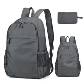 Linghe Lightweight Backpack, Folding Backpack, Outdoor, Hiking Daypack, Waterproof, 7.9 gal (30 L), Large Capacity, Compact, Outdoor, Hiking, Travel, Commuting, Business Trips, Exercise, Mountain Climbing, Daypack, Men's, Women's, Gray
