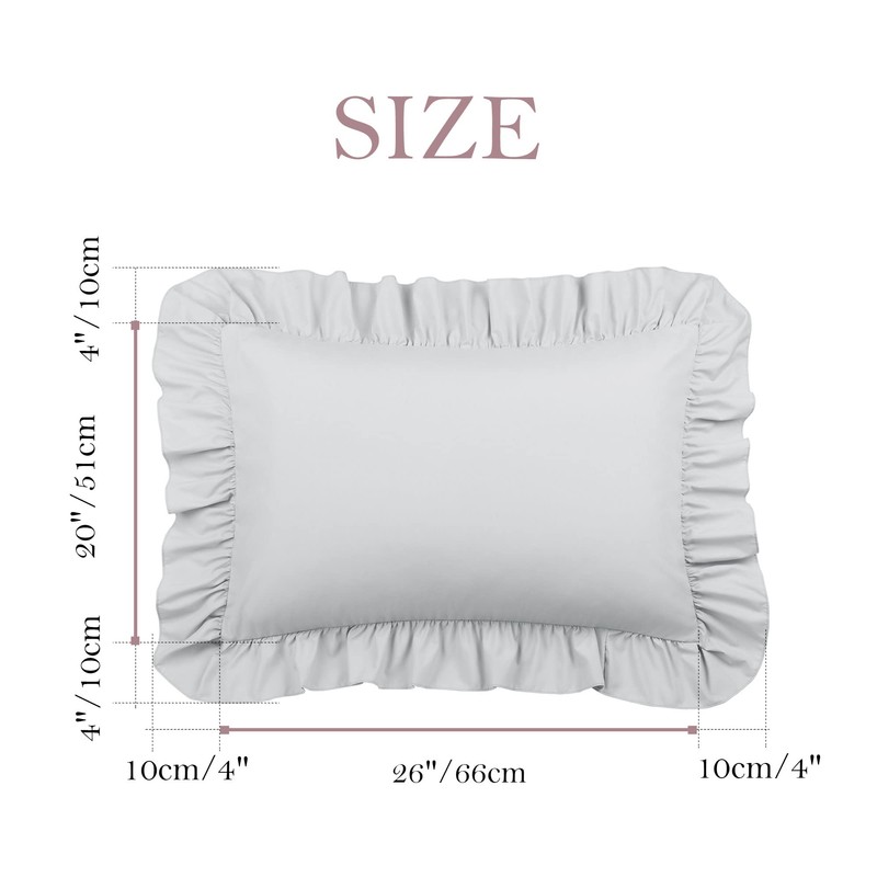 PiccoCasa Brushed Ruffle Pillowcases 2 Pack, Soft Breathable Pillow Covers