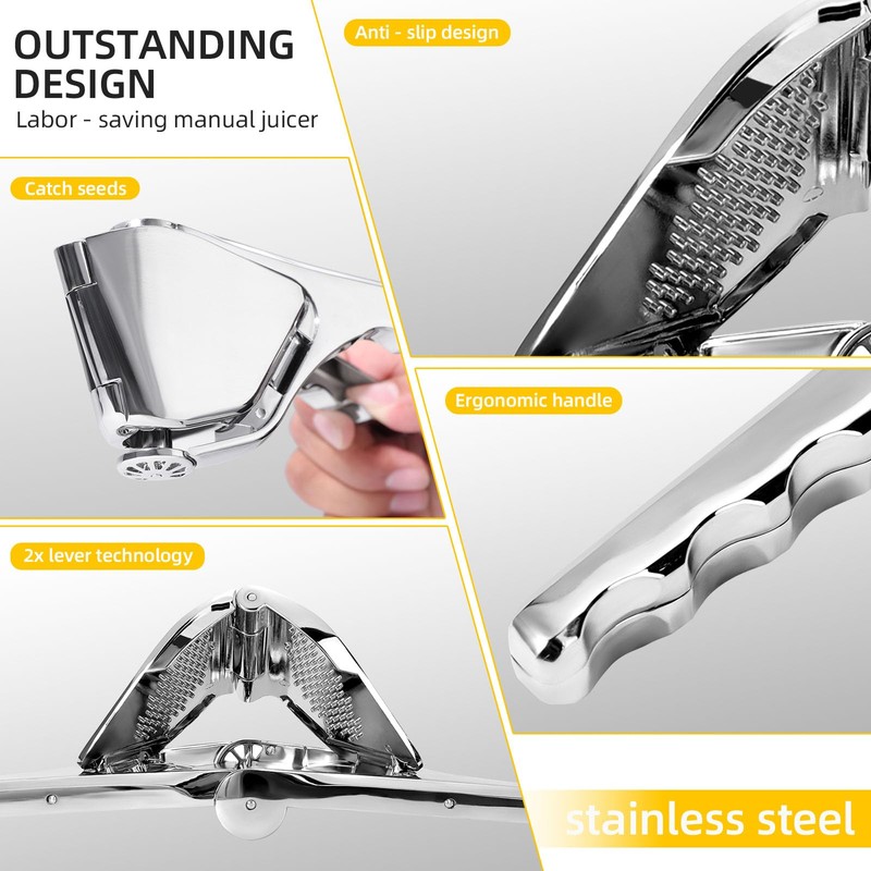 Elyssnova Lemon Squeezer Stainless Steel, Heavy - duty Lime Squeezer,