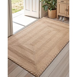 LUMI Handwoven Jute Door Mat, Durable Entryway Mat, Welcome Front Doormat, Solid Floor Mats for Entrance, 47"x71", Knit Jute