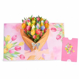 メッセージ カード グリーディングカード 花束 花 フラワー 立体 飛び出す 3D ギフト 誕生日 記念日 プレゼント (ミニカード)