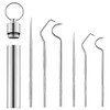 6Pcs Portable Reusable Stainless Steel Toothpicks Metal Tooth Scraper Dental