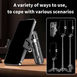 Pocket Phone Tripod for Video Vlog Recording, 3-in-1 Mini Portable Multifunctional Selfie Stick with Remote Capture Photos, Extendable Handheld Cell Phone Tripod Stand(Black)