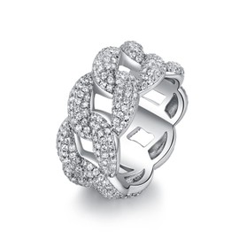 Gemsme 14K Gold Plated Cubic Zirconia Cuban Statment Ring for Women (9)