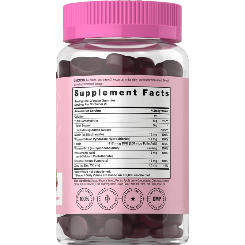 Horbäach Iron Gummies for Women | 70 Count | Grape