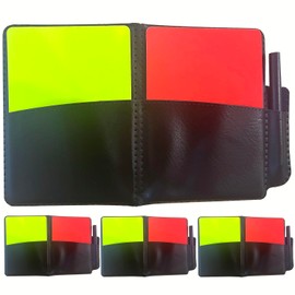 AnteManni-Pri Soccer Referee Card Set, 4PACKS Warning Referee Red Cards Yellow Cards with Leather Wallet Recording Papers Pencils for Soccer Volleyball Football Baseball Rugby Games
