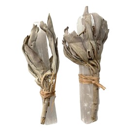 VIE Mini Smudge Cluster, White Sage with Selenite Wand 4", Pack of 2