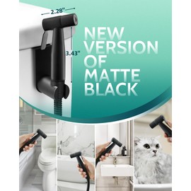 Handheld Toilet Bidet Sprayer for Toilet-Adjustable Water Pressure Control with Bidet Hose for Feminine Wash, Stainless Steel Brushed Nickel Cloth Diaper for Baby Wash (Matte Black, 1 Pack)
